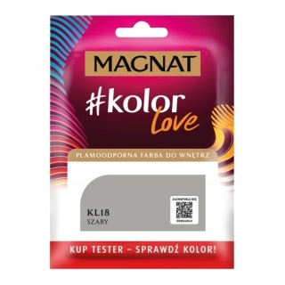 MAGNAT KOLOROWE LOVE farba plamoodporna TESTER KL18 szary 25ML