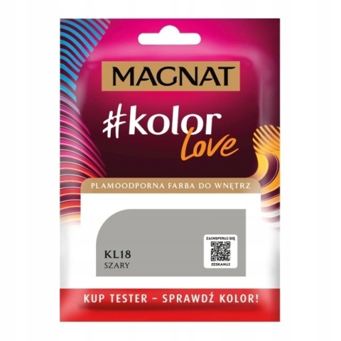 MAGNAT KOLOROWE LOVE farba plamoodporna TESTER KL18 szary 25ML