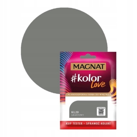MAGNAT KOLOROWE LOVE farba plamoodporna TESTER KL20 grafitowy 25ML