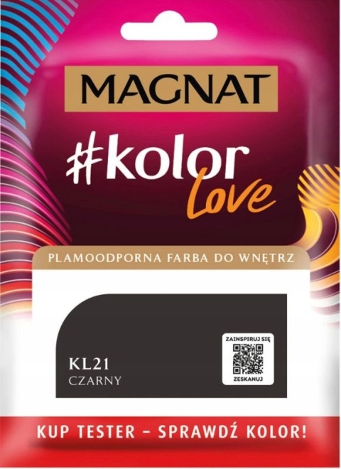 MAGNAT KOLOROWE LOVE farba plamoodporna TESTER KL21 czarny 25ML