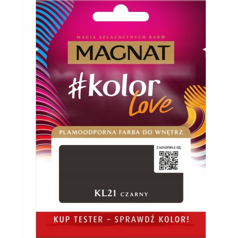 MAGNAT KOLOROWE LOVE farba plamoodporna TESTER KL21 czarny 25ML
