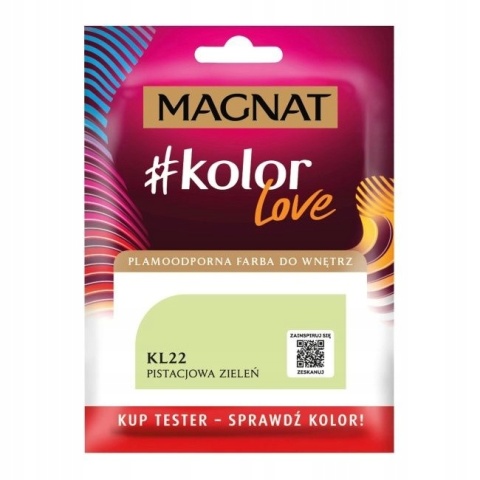 MAGNAT KOLOROWE LOVE farba plamoodporna TESTER KL22 pistac ziele 25ML