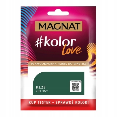 MAGNAT KOLOROWE LOVE farba plamoodporna TESTER KL25 zielony 25ML